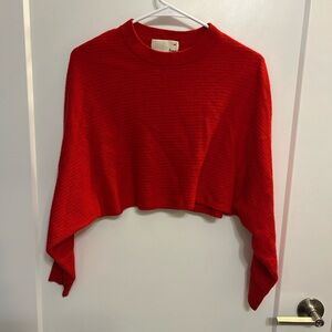 Like New Wilfred Free Lolan Cropped Sweater Wool Linen Bright Red